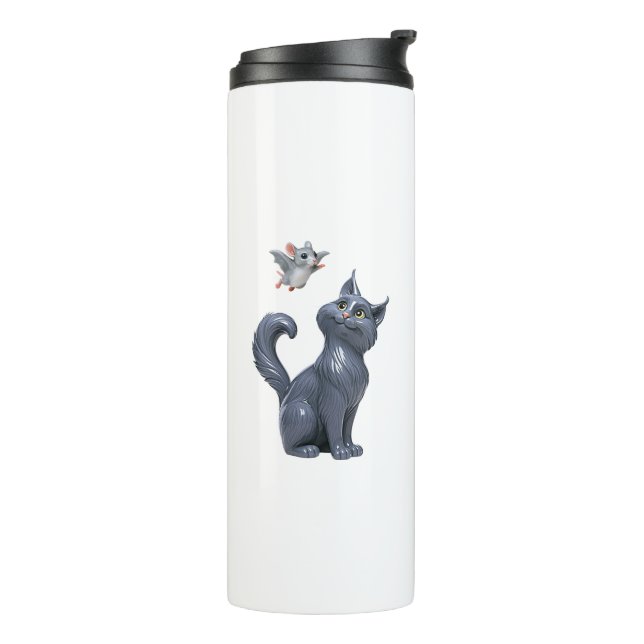 Süße Katze und Maus Thermosbecher (Nach links gedreht)