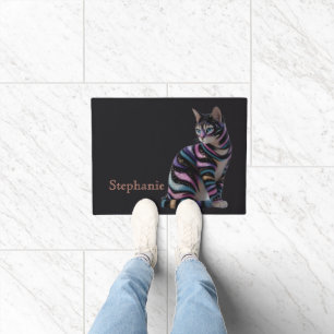 Süße Katze und personalisierter Namensentwurf Fußmatte