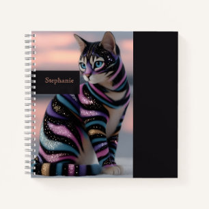 Süße Katze und personalisierter Namensentwurf Notizbuch