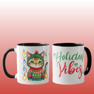 Süße Katze Urlaubsstimmung grau Weihnachten Tasse