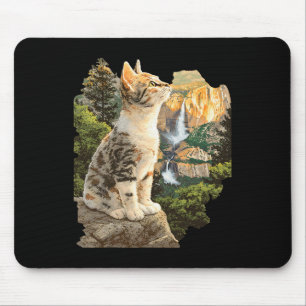 Süße Katze Wandern Camping Outdoor-Erkundung Abent Mousepad