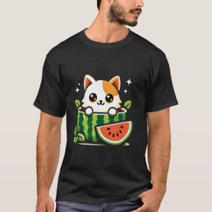 Süße Katze Wassermelone Frucht Liebhaber Wassermel T-Shirt