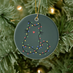 Süße Katze Weihnachten Katzenmutter Lustiges Xmas  Keramik Ornament