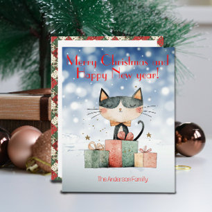 Süße Katze Weihnachtsgeschenk Feiertags-Postkarte Feiertagskarte
