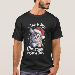 Süße Katze Weihnachtsmann Hut Weihnachten Xmas Kät T-Shirt