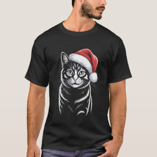 Süße Katze Weihnachtsmann Hut Weihnachten Xmas Kät T-Shirt
