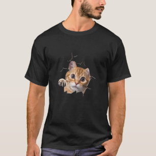 Süße Katze zerrissenes Stoff Katzenmotiv Premium T-Shirt