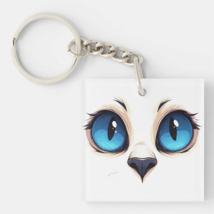 Süße Katzen Augen Nahaufnahme Cartoon Katzen Gesic Schlüsselanhänger