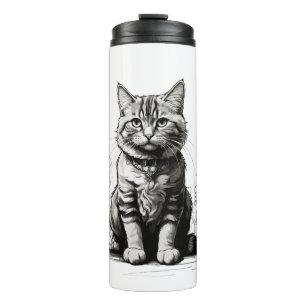 Süße Katzen-Bleistiftskizze Thermosbecher