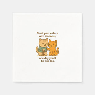 Süße Katzen-Cartoon-Älteste Inspirierende Zitate Serviette
