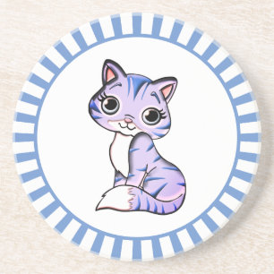Süße Katzen-Cartoon- & Blaustrahlen-Untersetzer Getränkeuntersetzer
