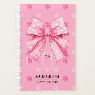 Süße Katzen-Coquette-Schleife - Rosa Schulgeschenk Planer