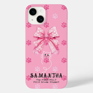 Süße Katzen-Coquette-Schleife – Rosa Schultasche f Case-Mate iPhone 14 Hülle