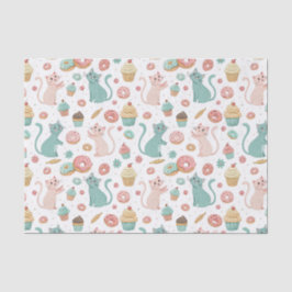 Süße Katzen & Cupcakes Muster - Kawaii Kätzchen Ku Seidenpapier