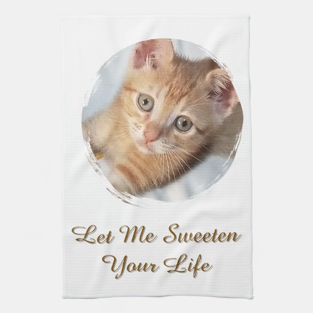 Süße Katzen-Foto, Text, Austauschbar, Geschirrtuch (Vertikal)