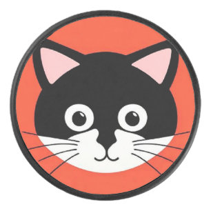 Süße Katzen-Gesicht lebendige Illustration Eishockey Puck