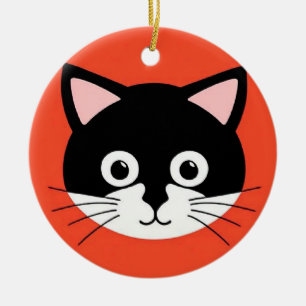 Süße Katzen-Gesicht lebendige Illustration Keramik Ornament