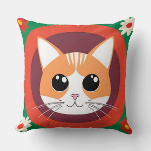 Süße Katzen-Gesicht lebendige Illustration Kissen