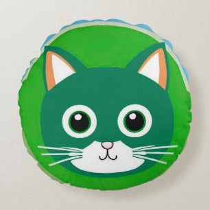 Süße Katzen Gesicht Lebendige Illustration Rundes Kissen