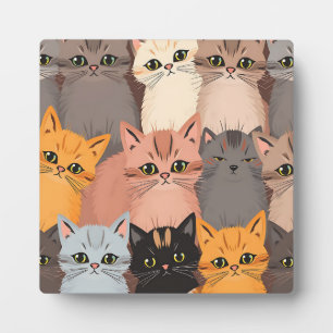 Süße Katzen-Gesichter illustriert Muster Fotoplatte