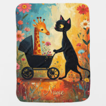 Süße Katzen-Giraffen-Babydecke