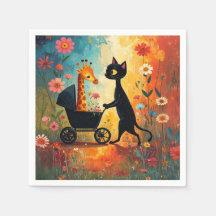 Süße Katzen-Giraffen-Servietten