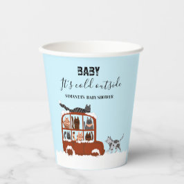 Süße Katzen im Auto Winter Kalt Baby Shower Pappbecher