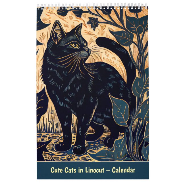 Süße Katzen im Linolschnitt – Kalender (Titelbild)