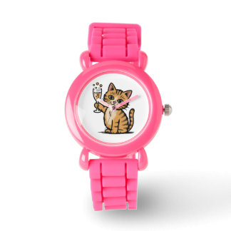 Süße Katzen-Kinderuhr – Cartoon-Kätzchen-Geburtsta Armbanduhr
