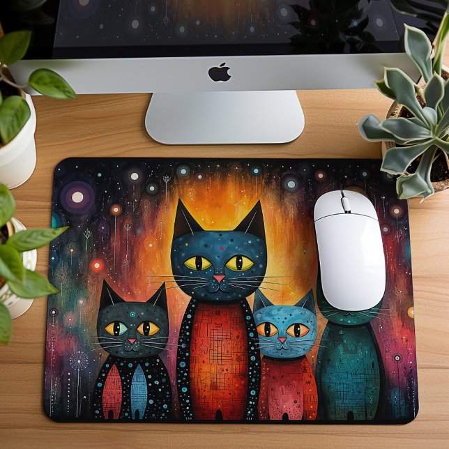 Süße Katzen Kosmische Galaxie Kunst Geschenk Mousepad (Von Creator hochgeladen)
