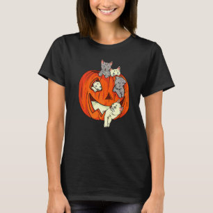 Süße Katzen-Kürbis-Schnitzerei Jack O Lantern Katz T-Shirt
