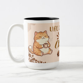 Süße Katzen Leben ist besser nach Kaffee Wraparoun Zweifarbige Tasse
