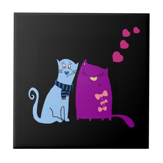Süße Katzen lieben Design Fliese (Vorderseite)