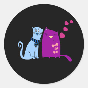 Süße Katzen lieben Design Runder Aufkleber