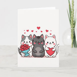 Süße Katzen lieben Herzen Karte