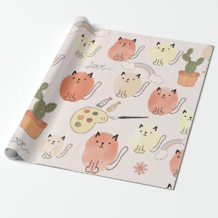 Süße Katzen nahtloses Muster Geschenkpapier