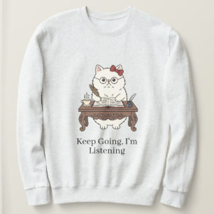Süße Katzen-Notizenehmer-Brille-Bogen-Schreibdesig Sweatshirt