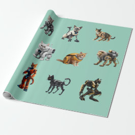 Süße Katzen-Roboter Geschenkpapier