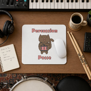 Süße Katzen-Schlagzeugerin Percussion Posse Lustig Mousepad