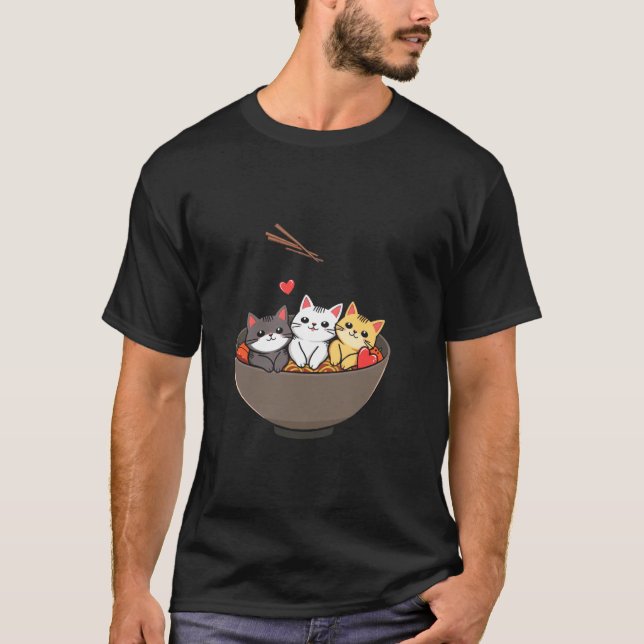 Süße Katzen Schüssel T-Shirt (Vorderseite)