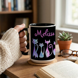 Süße Katzen-Silhouetten Tasse