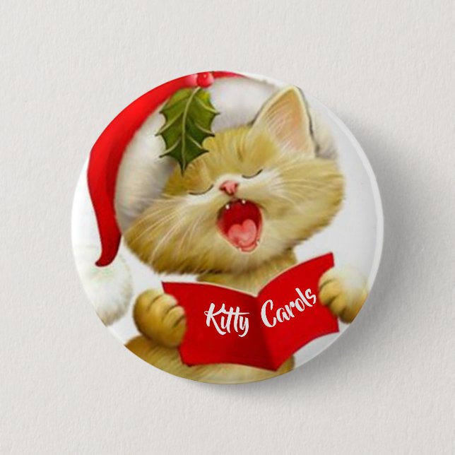 Süße Katzen singt Weihnachtslied Pin Button (Vorderseite)