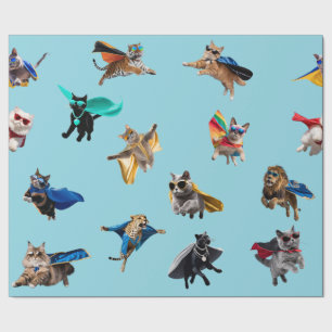Süße Katzen-Superhelden-Kinder-Geschenkpapier Geschenkpapier