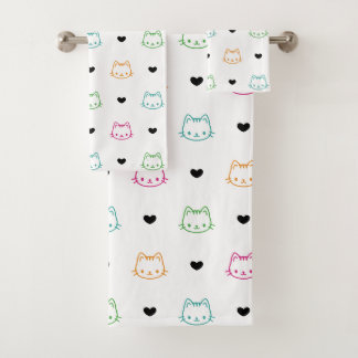Süße Katzen Thema Badhandtuch Set