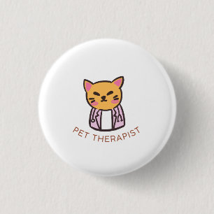 Süße Katzen-Tiertherapeutin Cartoon-Design Button