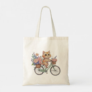 Süße Katzen-Tragetasche – Florales Fahrrad-Design Tragetasche