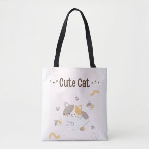 Süße Katzen-Tragetasche Kawaii-Katzen-Leinenbeut Tasche