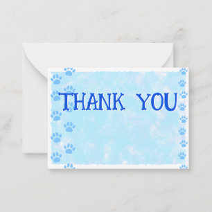 Süße Katzen- und Hunde-Pfotenabdrücke Blaue Wasser Mitteilungskarte