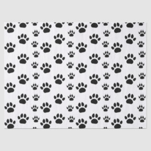 Süße Katzen- und Hundepfotenabdrücke Schwarz Weiß Seidenpapier