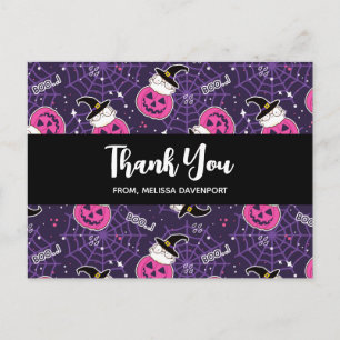 Süße Katzen und Kürbisse Halloween-Muster Danke Postkarte